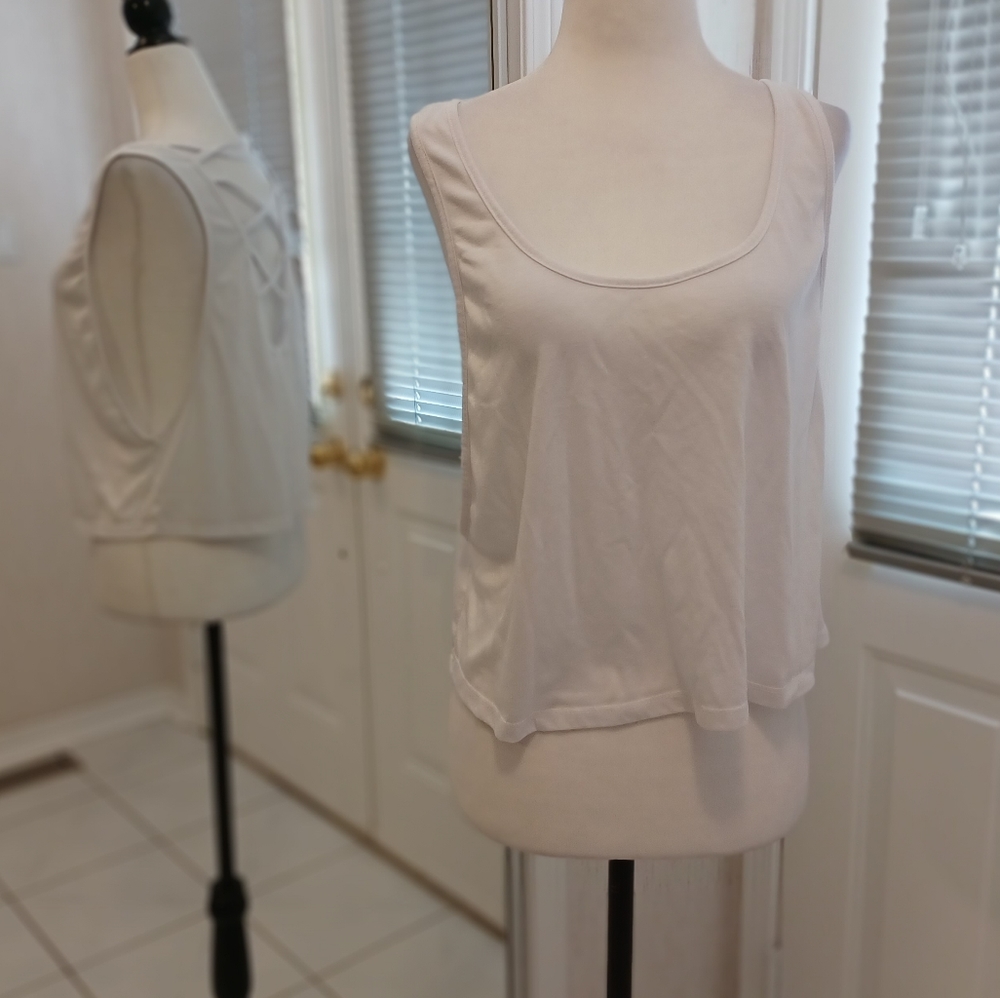 $4 Add-on White Open Tank Top - Size Large